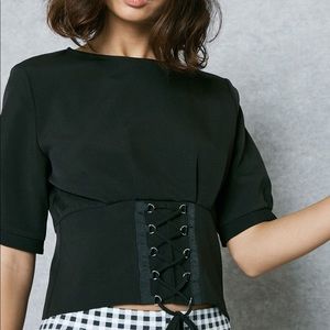 ❣️sold❣️ Topshop Lace up Puffed Sleeved Blouse